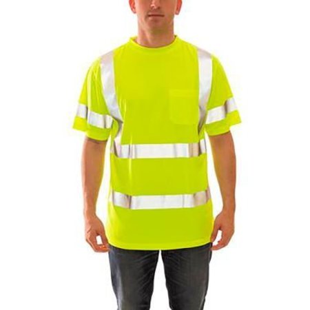 TINGLEY Job Sight&153; Class 3 Short Sleeve T-Shirt, Pullover, Lime, Polyester, 4XL S75322.4X